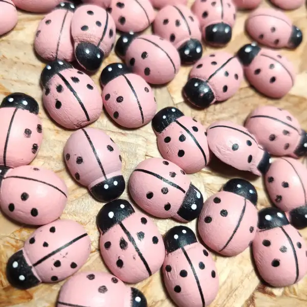 Coccinelle Rosa in Legno – Decorazioni per Bomboniere Nascita, Baby Shower e Battesimo
